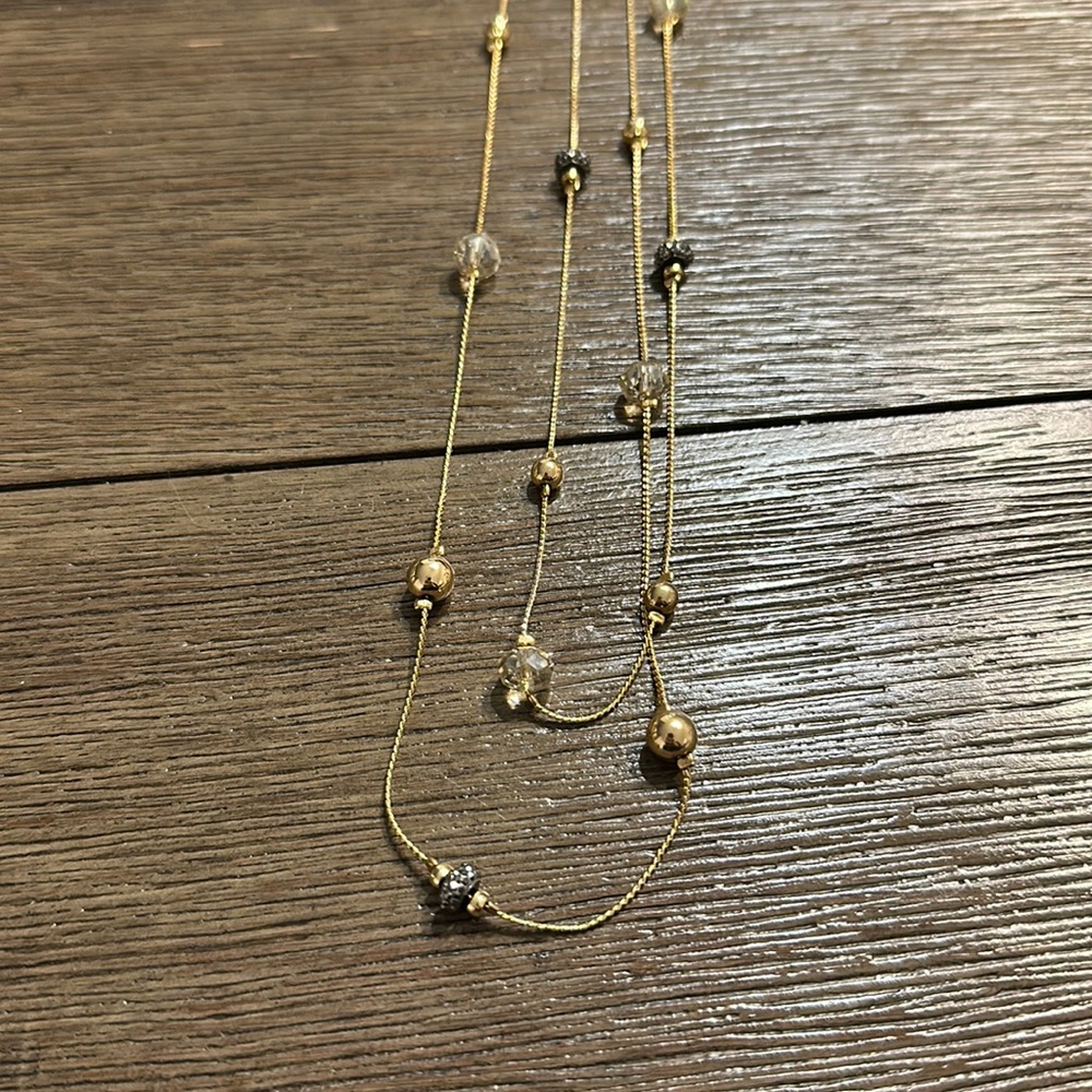 Double chained long necklace